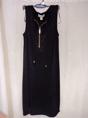 Michael Kors Black Maxi Dress with Gold Zip Detail